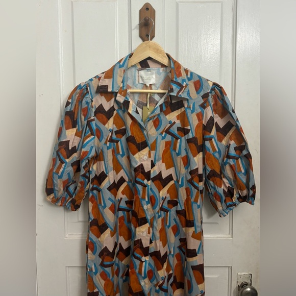 Marigold by Victoria Dunn Hurley City Scape Geometric Midi Dress Size Medium - Picture 3 of 11